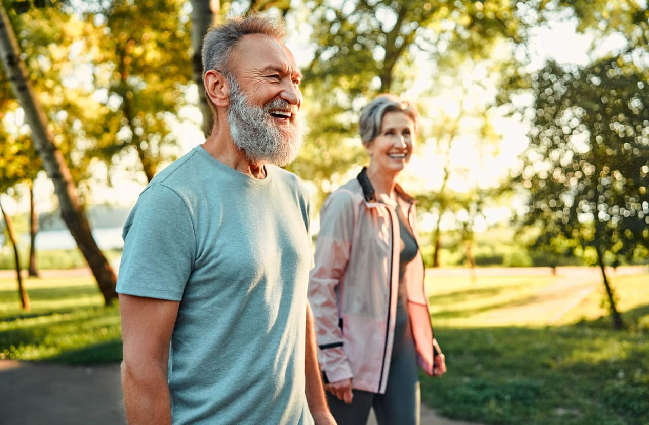 Seniors taking a walk outside for exercise